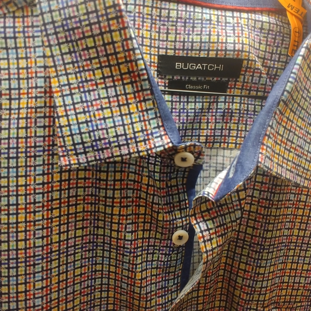 Bugatchi Classic Fit XXL Rainbow check shirt